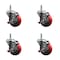 Service Caster 3.5'' Red Poly Swivel 7/16'' Grip Ring Stem Caster Set with Brake, 4PK SCC-GR20S3514-PPUB-RED-TLB-716138-4 - alternate 1
